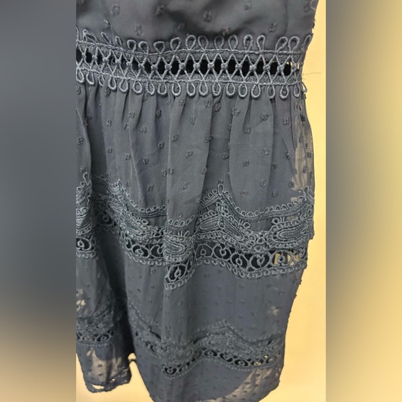 Two Sisters Navy Blue spaghetti strap lace above the knee dress women size Small - Picture 3 of 8